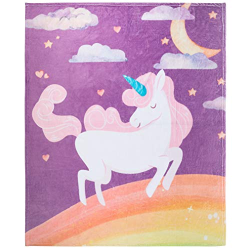Unicorn Throw Blanket, Adorable Super-Soft Extra-Large Unicorn Blanket for Girls, Teens, Kids, Baby, and Children, Cute Fleece Unicorn Blanket (50in x 60in) Warm and Cozy Throw for Bed, Crib or Couch