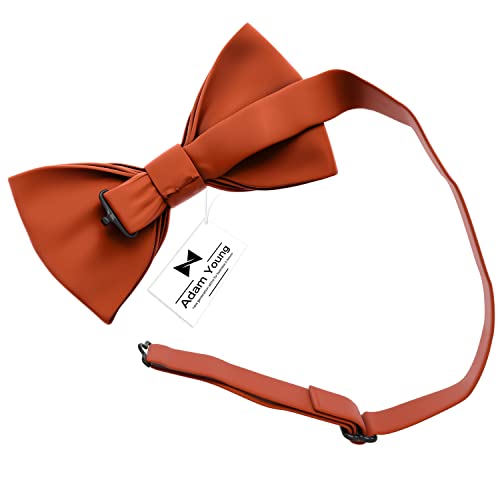 Image of Adam Young Men's Bow Ties with Handkerchief & Cufflinks Pre-Tied Style Formal Satin Classic Bowtie for Tuxedo Faux Silk