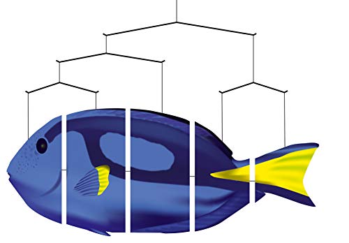 HQ HIGH QUALITY DESIGN Windspiration - Ocean Mobile: Blue Tang, UV-beständige und wetterfeste Windspiel Deko für Garten, Terrasse und Balkon, komplett montiert - L50xT85cm, inkl. Aufhängung