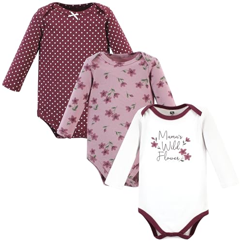 Image of Hudson Baby Baby Girls' Cotton Long-sleeve Bodysuits 3-pack