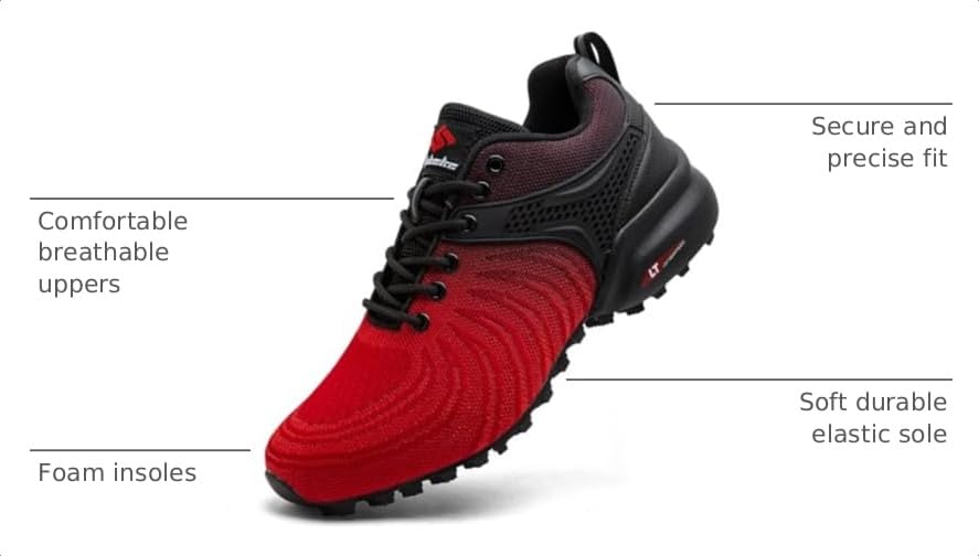 Image of Men's Trail Running Shoes Lightweight Breathable Walking Hiking Sneakers Outdoor Athletic Tennis Cross Training Shoes