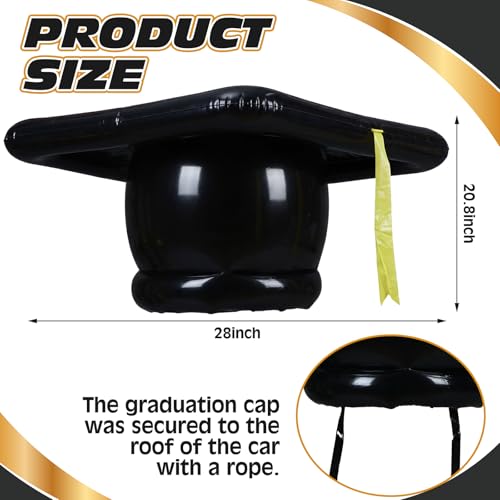 Seenelling 37 Pcs 2026 Graduation Car Decoration Kit Large Inflatable Graduation Cap Car Decor Gold Foil Number Balloons Washable Marker Chalk Pens for Class of 2026 High School College Grad Parade by Seenelling - Used condition - Image 3