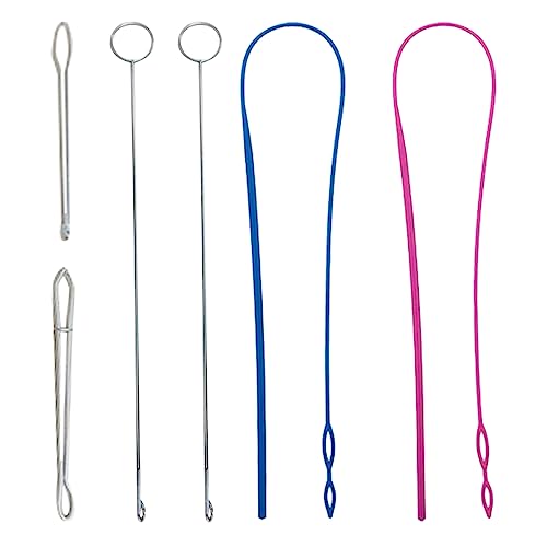 6 Pieces Sewing Loop Kit Include Sewing Loop Turner, Elastic Threaders Tweezers Long Loop Turner Tool with Latch for Fabric Belts Strips DIY Knitting Accessories Craft Hoodies Sweatpants Ballet