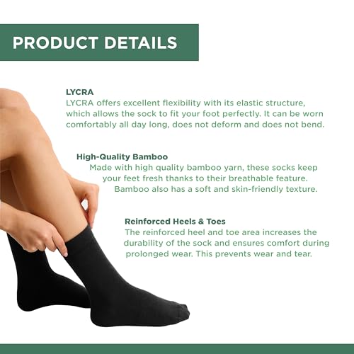Bamboo Dress Socks, UltraSoft, Thin, Breathable, Seamless Toe, Casual, for Man and Women 4 Pairs4