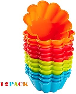 Webake Brioche Molds Silicone Fluted Flower Baking Cups Cupcake Liners Muffin Tin, Pack