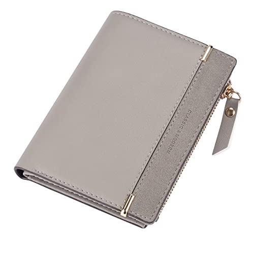 CHAOFANXI Porte-Monnaie pour Femme Porte-Monnaie Petit et Court pour Femme, Porte-Monnaie pour Femme Cuir PU Lisse et Souple Petit Portefeuille , Gris Cover