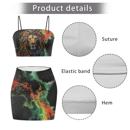 Image of 2025 Sexy Spaghetti Strap Crop Tops and Bodycon Skirt Casual 2 Piece Set S-4XL