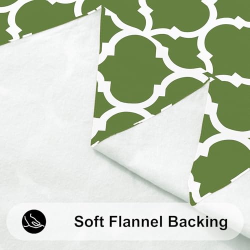 Image of Smiry Rectangle Tablecloth, Waterproof Vinyl Tablecloths with Flannel Backing for Rectangle Tables, Wipeable Spillproof Plastic Tablecloth for Dining, Camping, Indoor and Outdoor 60 inch x 84 inch, Green