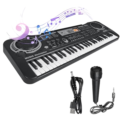 Electronic Digital Piano,61 key piano keyboard with Built-In Speaker Microphone, Portable Keyboard Gift Teaching for Beginners,Electronic Piano for kids, Birthday Gift for children(White)