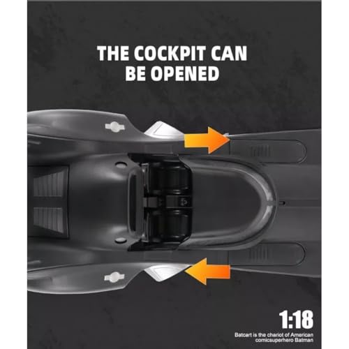 Image of PLUSPOINT Diecast Black Bat Car 1 /24 Scale Model, Pull Back Vehicles Alloy Simulation Supercar with Lights and Sound and Smoke Also for Vehicle Dashboard,Kids,Adult (Black Car)