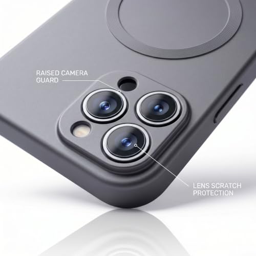 Image of amazon basics Premium Mag-Safe Case for iPhone 13 Pro | Shockproof & Anti-Scratch Cover | Soft Silicone with Wireless Charging | Camera Lens Guard - Gray