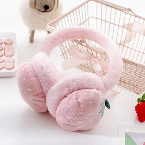 2 Pack Strawberry Fruit Patch Faux Fur Ear Muffs for Ladies Winter Riders - image 3