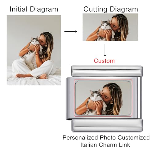 Double Fair Custom Italian Charm Bracelet - Silver, 9x10mm, Print Your Photos, Logos, and Anime Characters - Gift for Women4