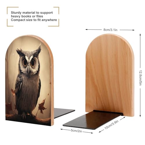 Sujetalibros de madera antideslizantes de búho resistentes 3