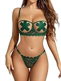 Avidlove Lingerie Set For Women Sexy Bra and Panty 2 Piece Lace Lingerie Set With Underwire Green M