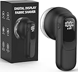 Fabric Shaver, Electric Lint Remover with 3 Speeds 6 Leaf Blades Digital LED Display to Remove Pilling for Clothes and Furniture (Black)