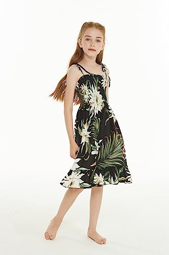 Image of Family Matching Hawaiian Clothes, Wispy Cereus Black | Lightweight 100% rayon • Family matching outfits • Tropical floral print • Beach vacations • Luaus • Cruises • Family photos