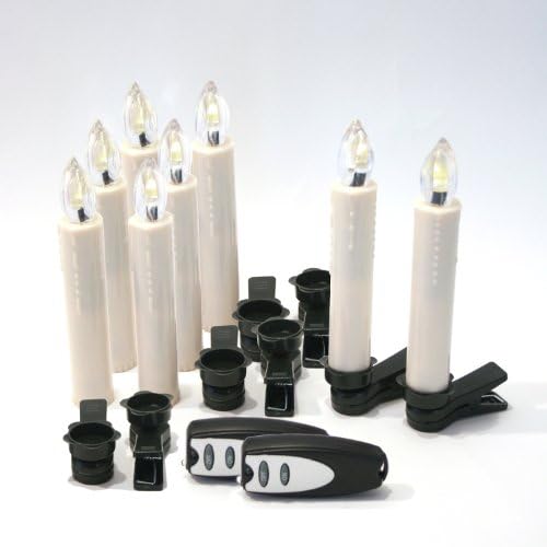 8 Flameless LED Remote Control Mini Tapers - With Removable Clips