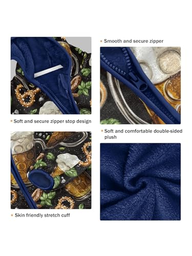 Beer Glass Black Background Girls Fleece Jacket Girls Fall Jacket Boys Coats Zip Up Hoodie Children Outerwear 2-10T3