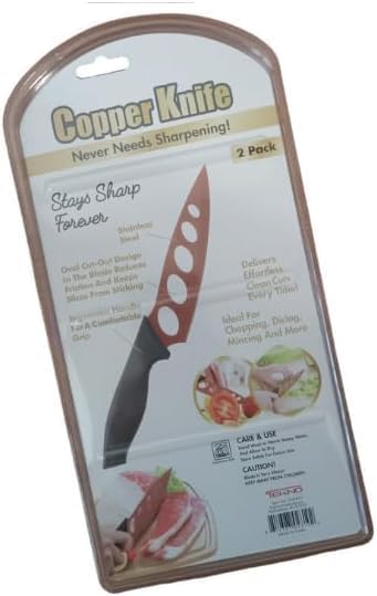 Miniatura 2 de Sharp Forever - Cuchillo de cocina de acero inoxidable con agarre ergonómico y revestimiento de cobre para un corte sin esfuerzo (juego de 2)