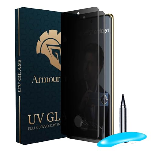 Image of ArmourPro UV Privacy Tempered Glass Compatible for Realme 12 Pro (6.7 Inch, Pack of 2) Edge to Edge Full SCreen Coverage & Installation Kit | Anti-Spy /Anti-Peeping 9H Hardness