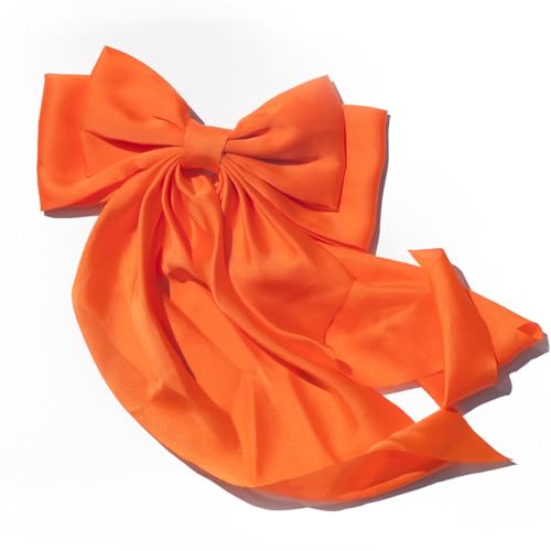 Lwvyivw Orange Hair BowOrange Bows for Girls HairLong Silk Satin Bows for Women 1 Pcs