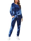 Hotouch Damen Jogginganzug Nicki Frauen Trainingsanzug Frauen Winter Sportanzug Frauen Krawattenfarbe Blau M 36/38/40