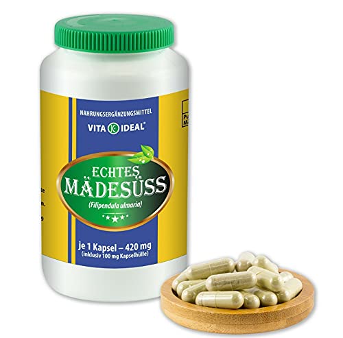 VITAIDEAL ® Echtes Mädesüß (Filipendula ulmaria) 180 Kapseln je 420mg, aus rein natürlichen Kräutern, ohne Zusatzstoffe von NEZ-Diskounter Cover