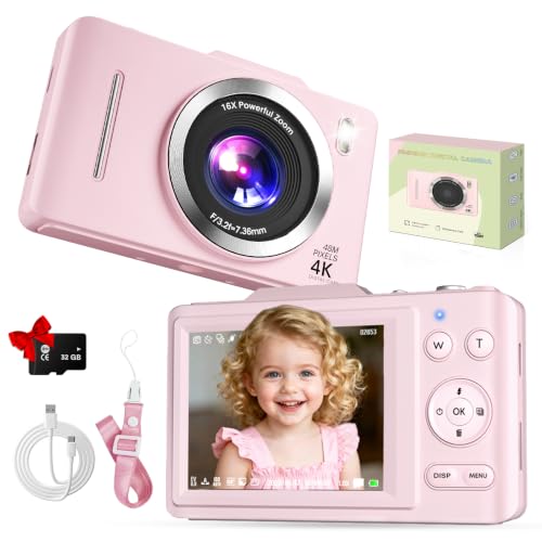 Appareil photo 4K autofocus 16X zoom 48MP rose