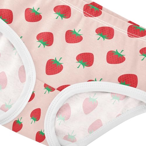 Little Girls Strawberry Print Underwear Soft Cotton Kids Panties in Sizes 2/3t, 4t, 5t, 6 and 84