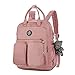 Produktbild PJY Damen-Rucksack, wasserdicht, Nylon, weicher Griff, solide, mehrere Taschen, Reise-Reißverschluss, Schultasche, Pink, 27 x 10 x 38 cm