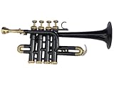 Queen Brass Piccolo Trumpet Bb/A Pitch W/Case & Mp Picollo Brass Made Black
