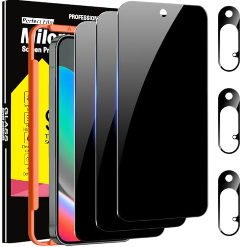 Milomdoi 3 Pack Privacy Screen Protector for Google Pixel 10 Tempered Glass with 3 Pack Camera Lens Protector Ultra 9H Accessories [Support Fingerprint Unlock] Case Friendly Black