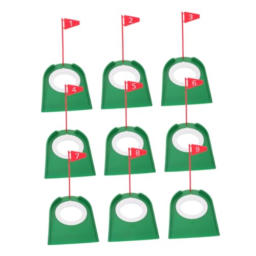 BESPORTBLE 9-Piece Plastic Golf Putting Cup Set Indoor/Outdoor Golf Training Aid Numbers Flags Improve Your Putting Accuracy