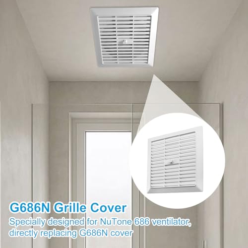 Rejilla de reemplazo QQZ para ventilador de extracción NuTone 686, cubierta de repuesto G686N para baño miniatura 7