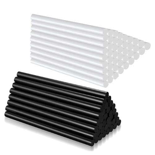 100 Barras Silicona Caliente7 x 100 mm, barras de pegamento caliente transparentes,pegamento caliente para reparaciones de bricolaje para pegar madera, plástico, cerámica (blanco + negro)