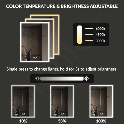 Image of Plantex 304 Stainless Steel Bathroom Mirror Cabinet /Mirror Cabinet for Wash Basin /Bathroom Organiser with Mirror -Chrome (16x24 Inch /LED, Defogger & Bluetooth)