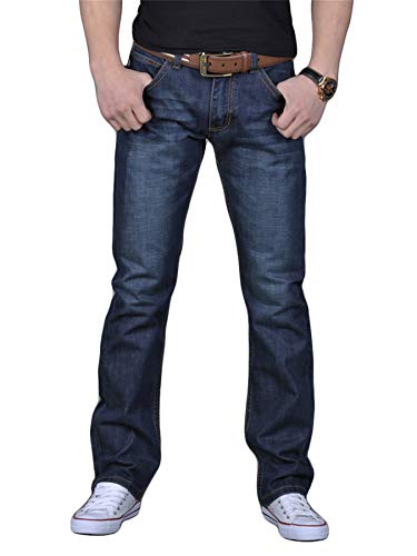 Andongnywell Men's Slim Straight Leg Jeans Straight Stretch Denim Pocket Jean Trousers Fashion Denim Pants2
