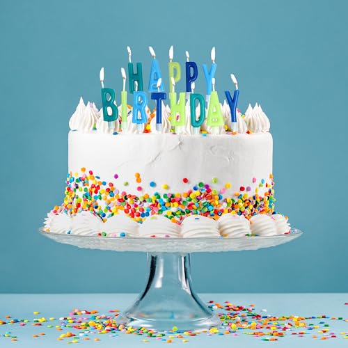 Happy Birthday Letter Candles, Blue & Green Birthday Candles, Birthday Candle Set for Birthday Cakes, Party Decoration - Thumbnail 4