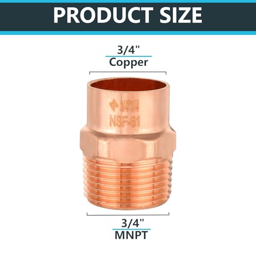 10Pack Seelink 3/4" Copper x 3/4" Male NPT Adapter(COPPER061-10) by Seelink - Used condition - Image 2