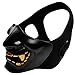 HYOUT Half Face Airsoft Mask,Halloween Costume Cosplay BB Evil Demon Monster Kabuki Samurai Hannya Oni,Black