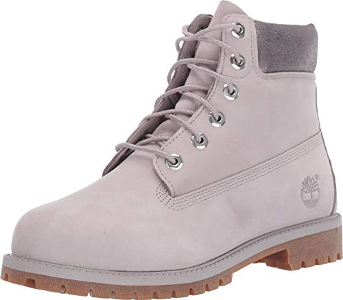 Image of Timberland Kids Girl's 6 inch Premium Waterproof Boot (Big Kid) Light Grey Nubuck 3.5 Big Kid M