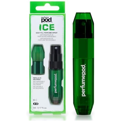 Travalo Perfume Pod Ice Travel Perfume Atomizer | High Definition Mini Pump Sprayer | Portable Refillable Perfume Bottle | Travel TSA Approved | Easy Fill | Leak Proof | Green | 0.6oz Cover