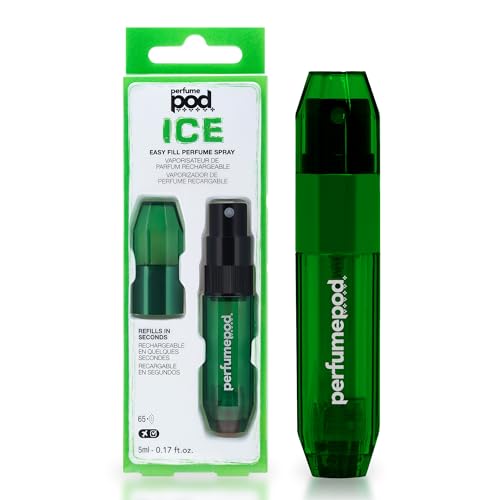 Travalo Perfume Pod Ice Travel Perfume Atomizer - High Definition Mini Pump Sprayer - Travel TSA Approved - Easy Fill - Leak Proof - Green - 0.6oz