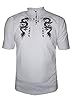 Mens Easy Care Dragon Printed Mandarin Collar TEE Shirt Size Small to 9XL Whites #3
