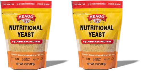 Image of Bragg Premium Nutritional Yeast Seasoning - Vegan, Gluten Free - Good Source of Protein & Vitamins - Nutritious Savory Parmesan Cheese Substitute (Original, 12 Ounce (Pack of 2))