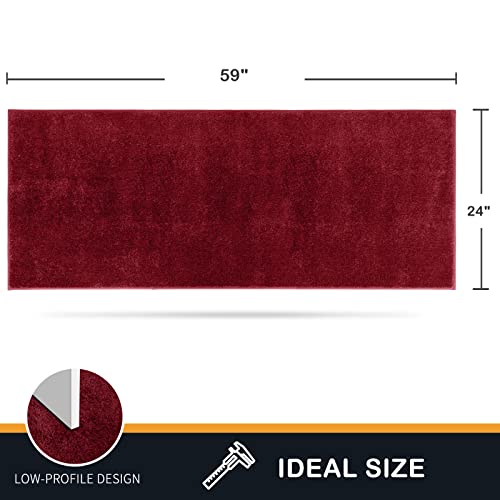 PURRUGS Dirt Trapping Door Mat 24" x 59", Non-Slip Machine Washable Entry Rug, Shoe Scraper, Dog Doormat, Super Absorbent Welcome Mat for Front & Back Door, Muddy Shoes & Paws, Burgundy Red