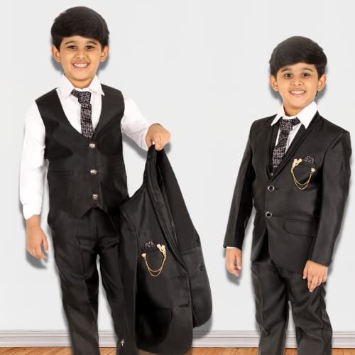 Image of Pro-Ethic Style Developer Boy's 5 Piece Suit Set | Coat, Pant, Tie & Shirt | Cotton Checked Pattern