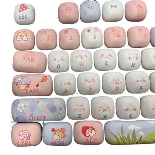 RJFGIDEM Small Mantou Mushroom Heaven Round Lovely 138 Keys Two-Dimensional