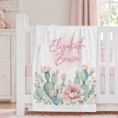 Image of Personalized Baby Blanket for Girls, Custom Nursery Blanket with Name, 30 x 40 Inch Soft Minky Blanket for Baby Toddlers, Newborn Print 16